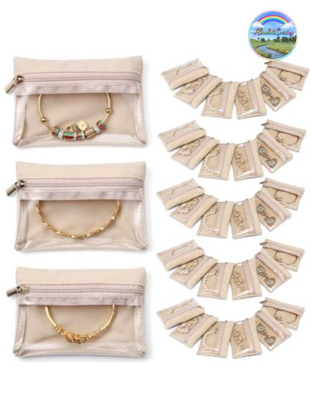 33 Velvet Zipper Pouches Jewelry Travel Bags Clear Transparent Storage